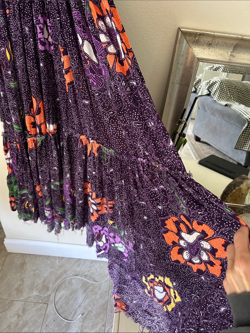 Free People One Bali Nights rare boho purple Floral Maxi Dress XS - Picture 5 of 15